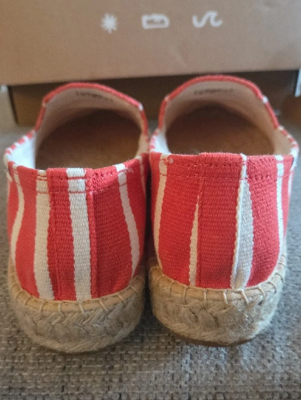 Soludos Coral and Cream Striped Espadrille Slip-Ons 9